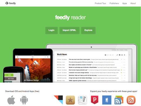 feedly home page